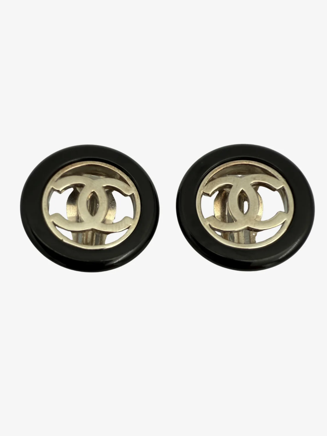 Chanel Vintage Black Resin CC Earrings (1997)