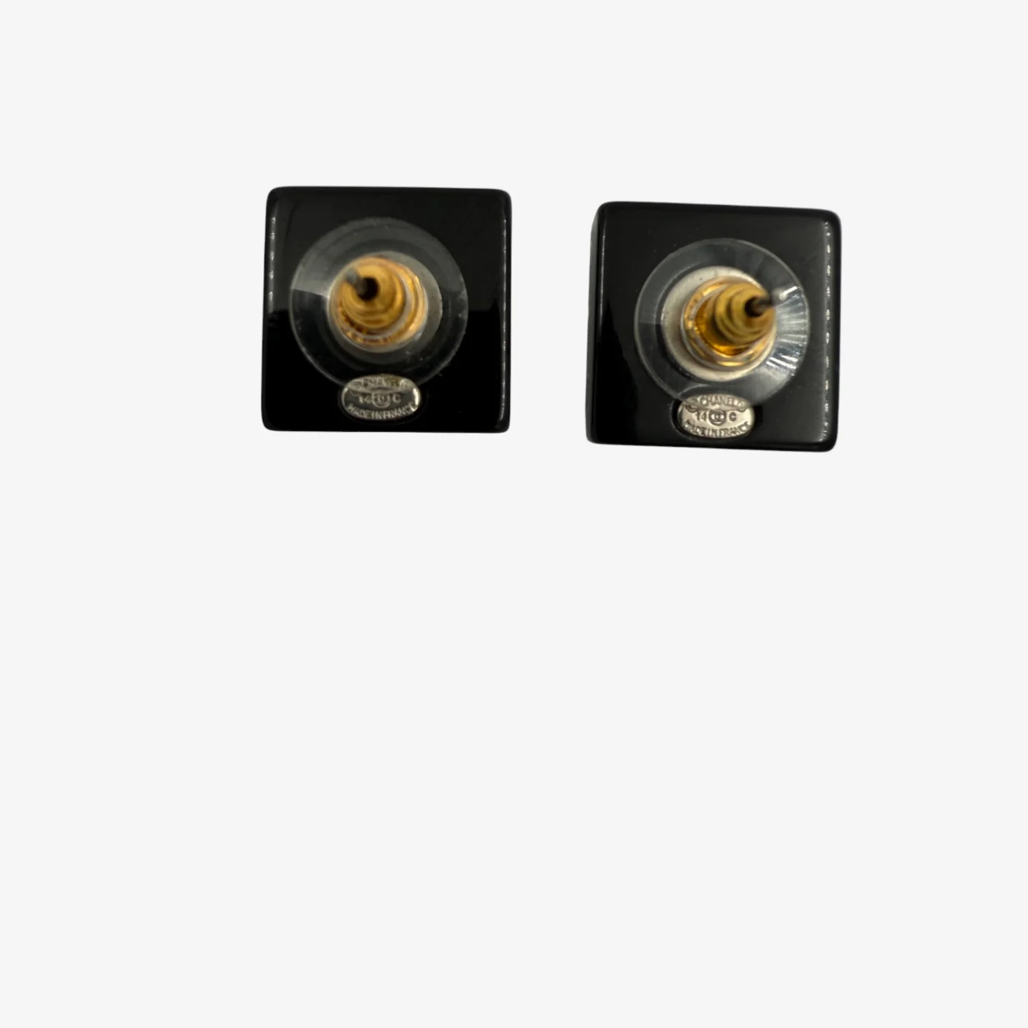 Chanel CC Square Earrings Black & Pearl (2014) - Image 4