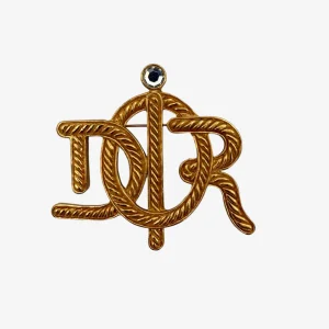 Christian Dior Vintage Gold-Tone Rope Initials Brooch