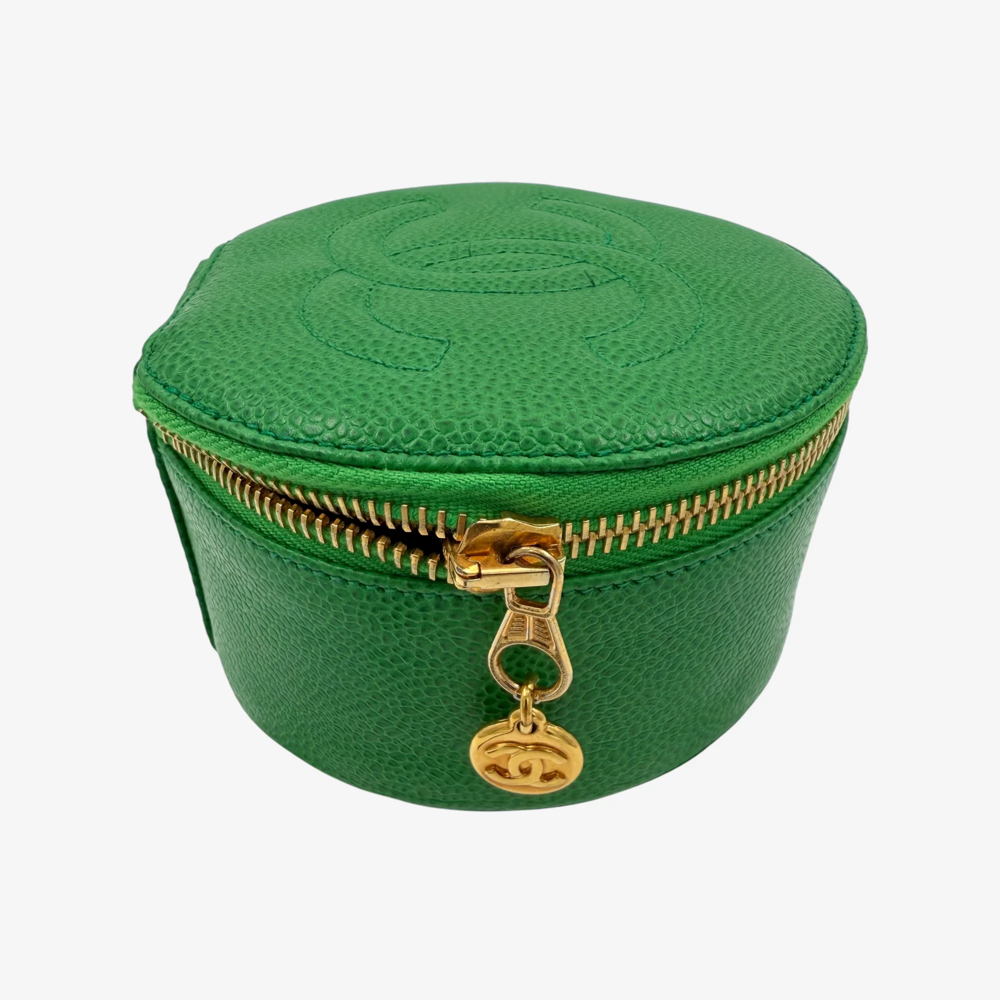 Chanel Vintage Caviar Mini Pouch- Green - Image 4