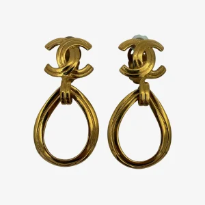 Chanel Vintage CC Drop Earrings Gold-Plated (1996)