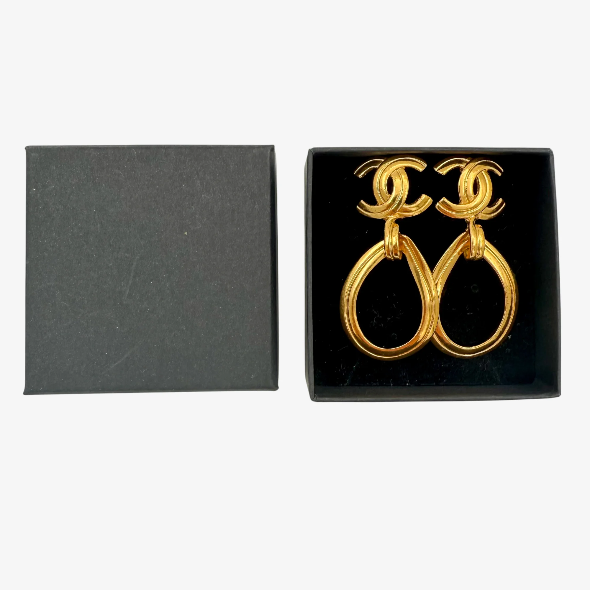 Chanel Vintage CC Drop Earrings Gold-Plated (1996) - Image 5