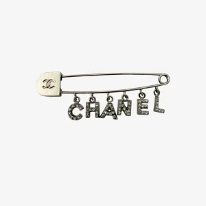 Chanel Vintage CC Letter Strass Brooch Silver-Plated (2001)