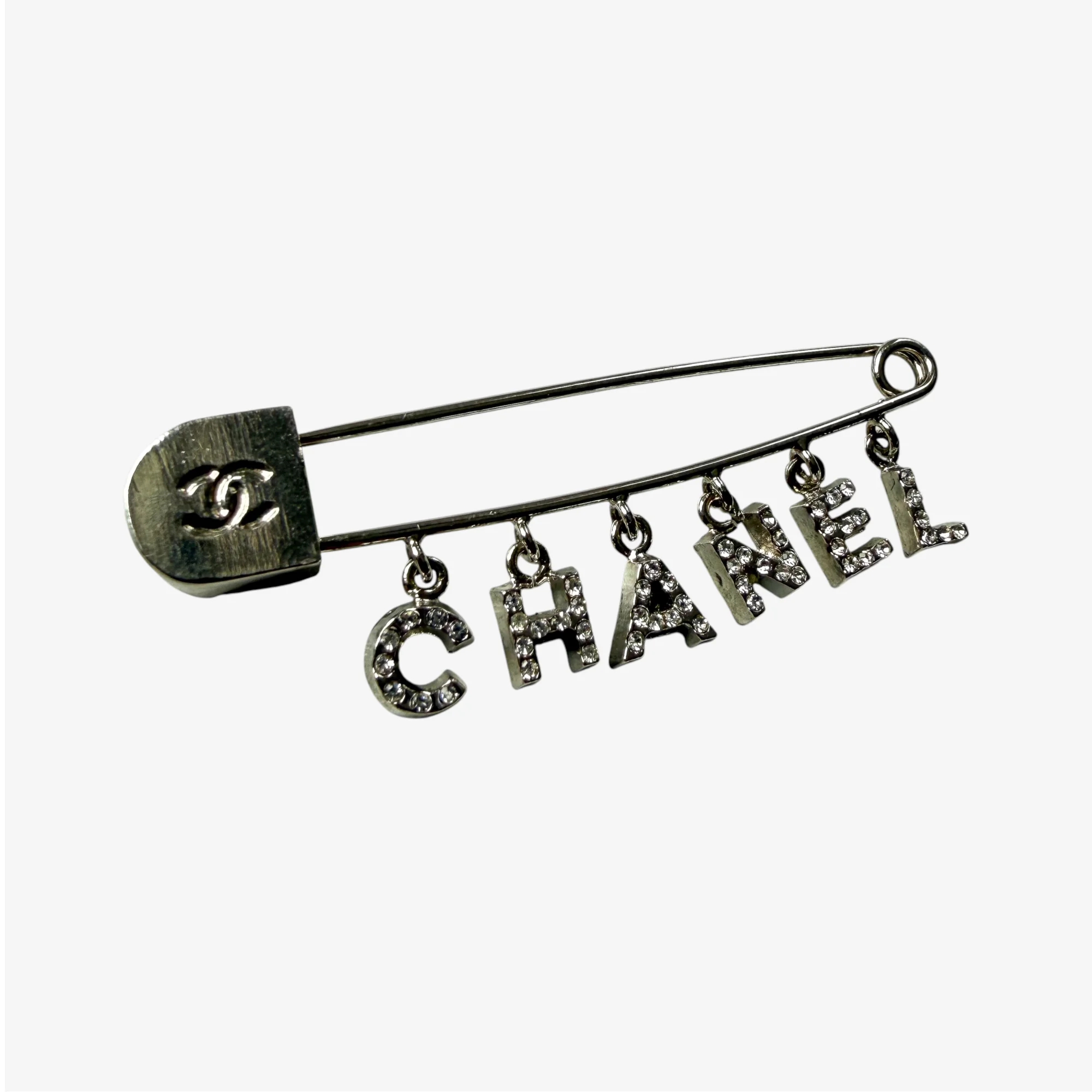 Chanel Vintage CC Letter Strass Brooch Silver-Plated (2001) - Image 7