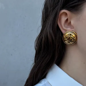 Chanel Vintage Gold-Plated Coco Mark Earrings