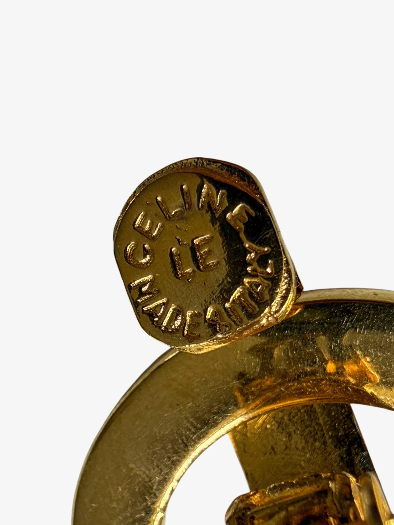 CELINE Vintage Circle Logo Clip-On Earrings - Image 6
