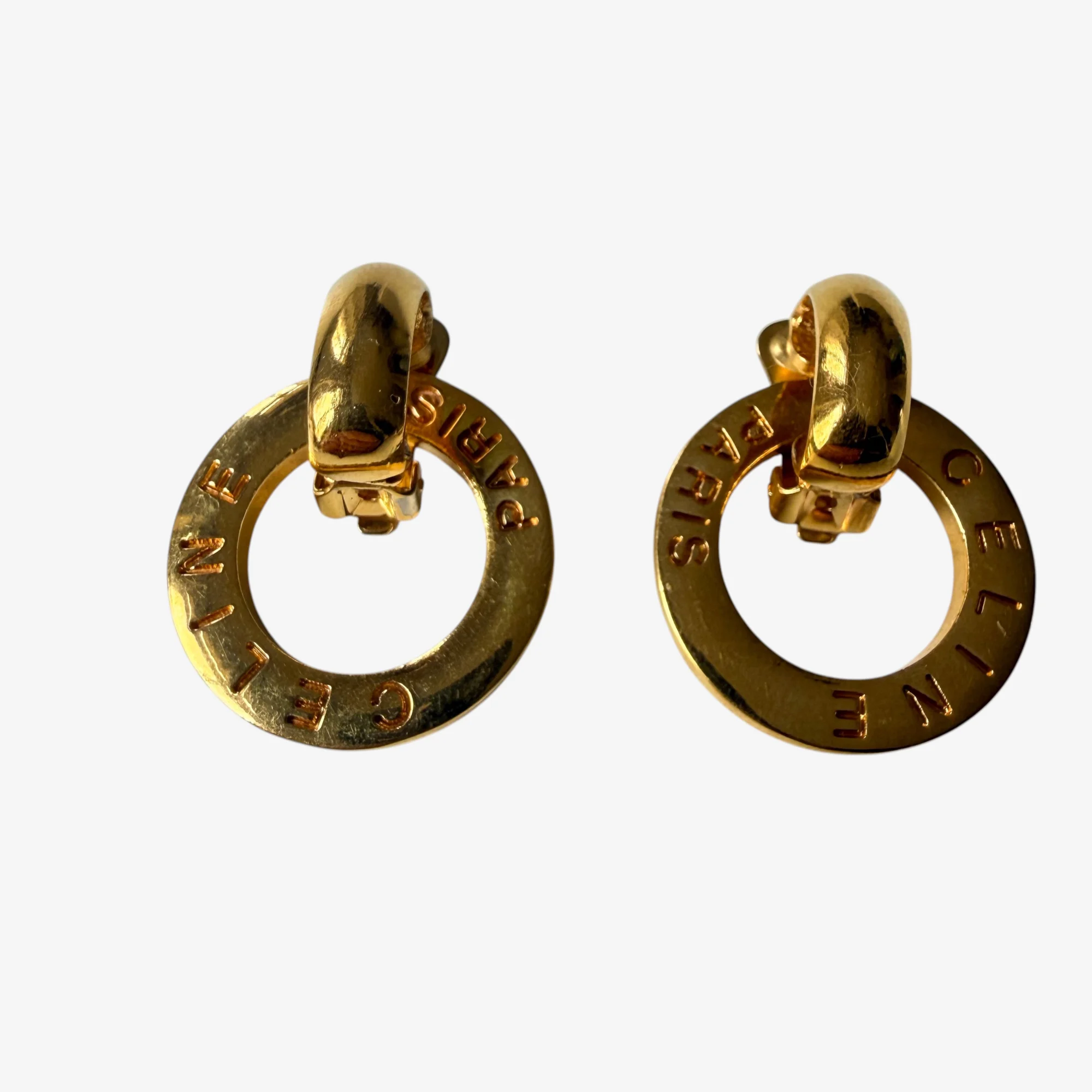 CELINE Vintage Circle Logo Clip-On Earrings - Image 3