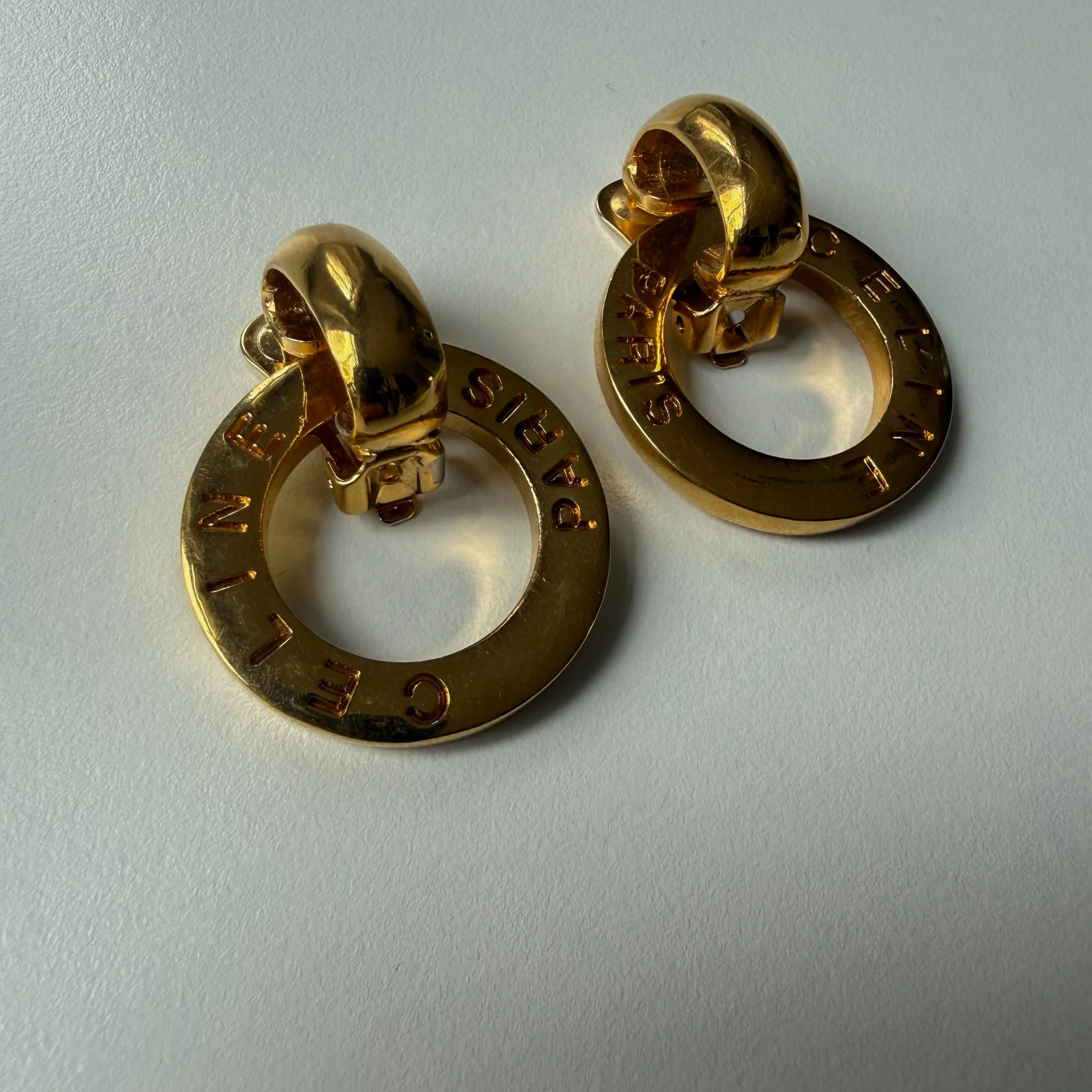 CELINE Vintage Circle Logo Clip-On Earrings - Image 2