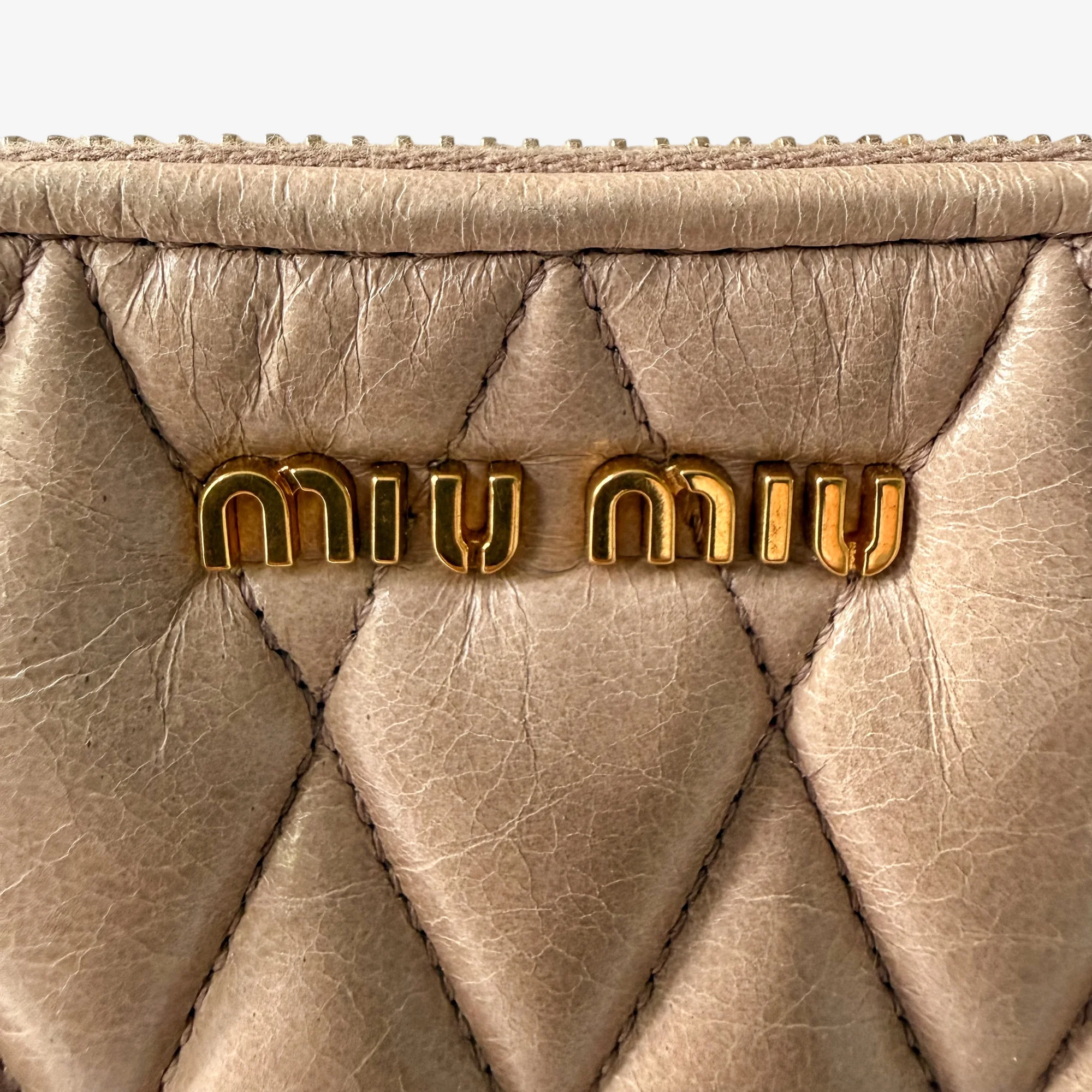 Miu Miu Beige Quilted Crossbody Bag - Image 3