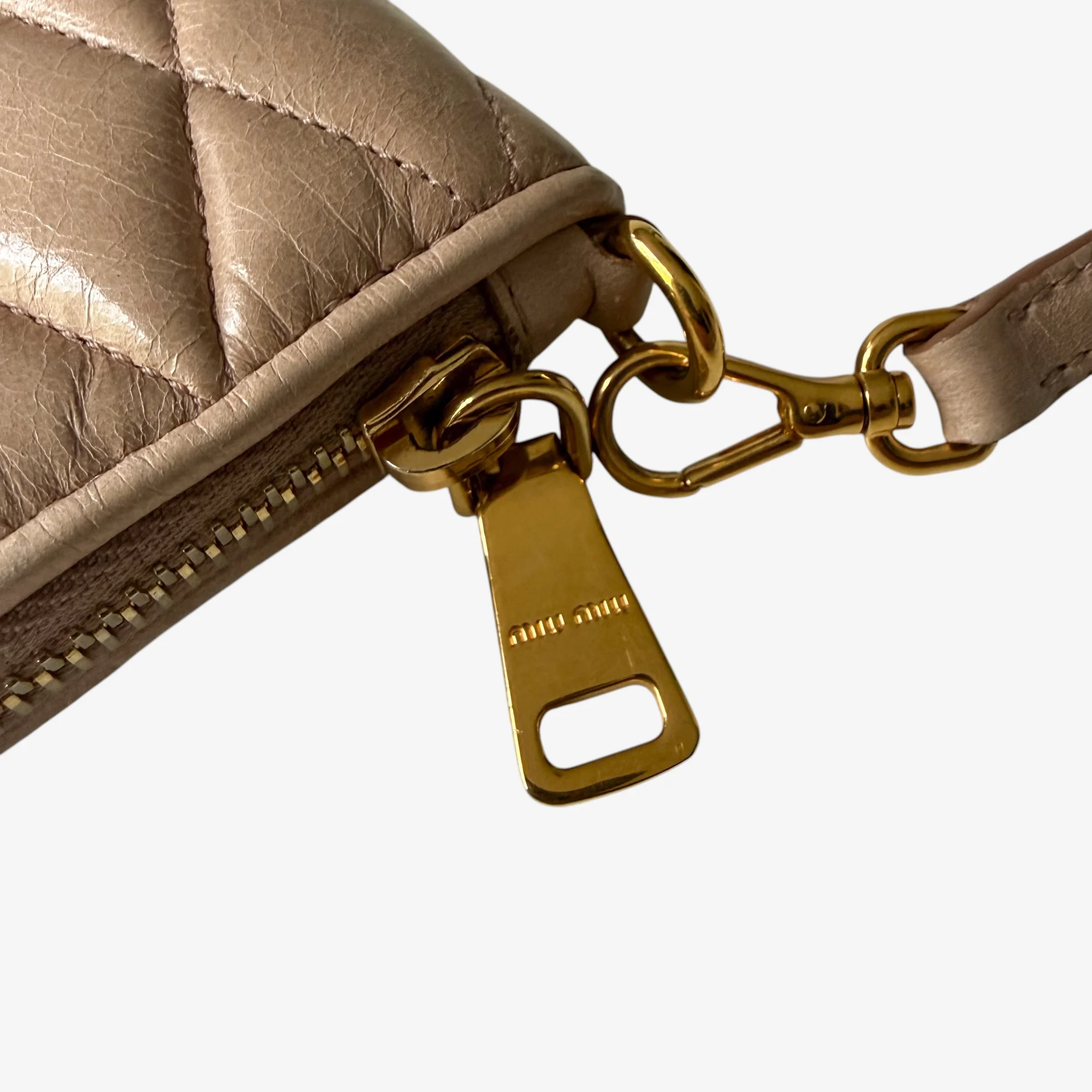 Miu Miu Beige Quilted Crossbody Bag - Image 4