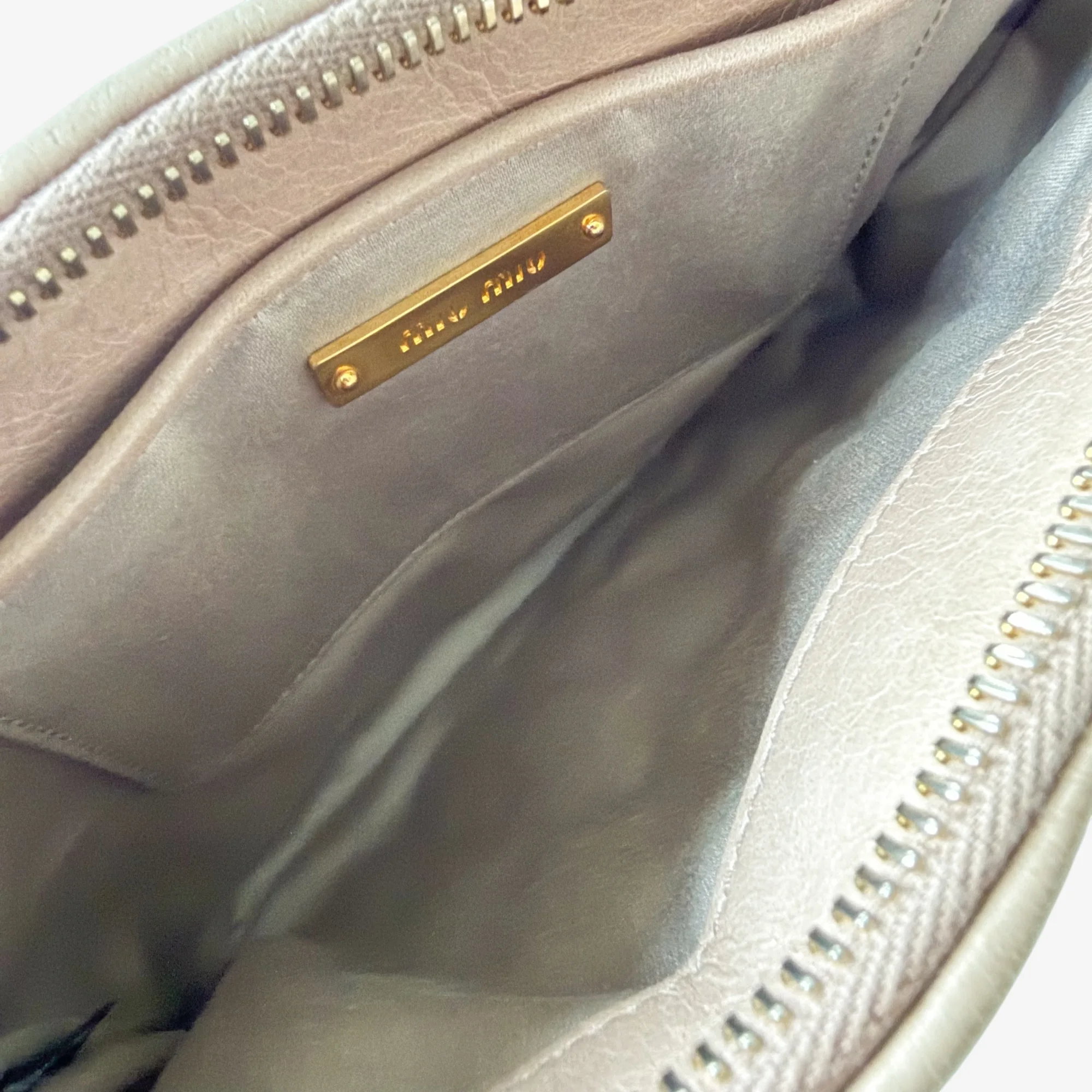 Miu Miu Beige Quilted Crossbody Bag - Image 9