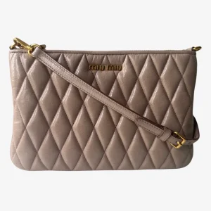 Miu Miu Beige Quilted Crossbody Bag