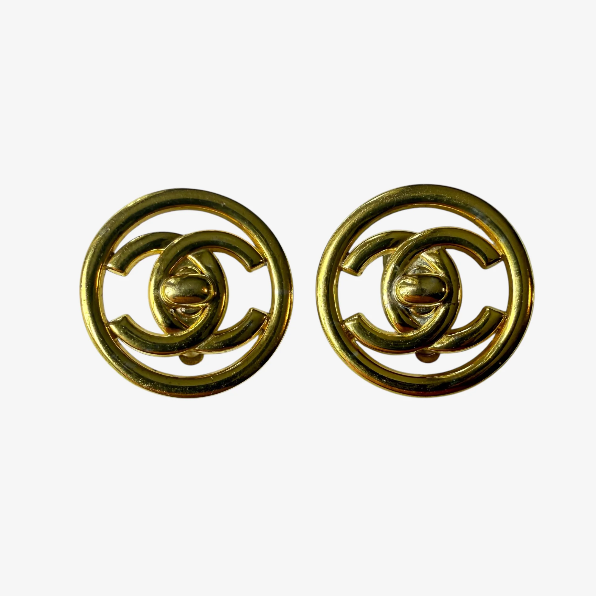 Chanel CC Round Turnlock Earrings (1997)