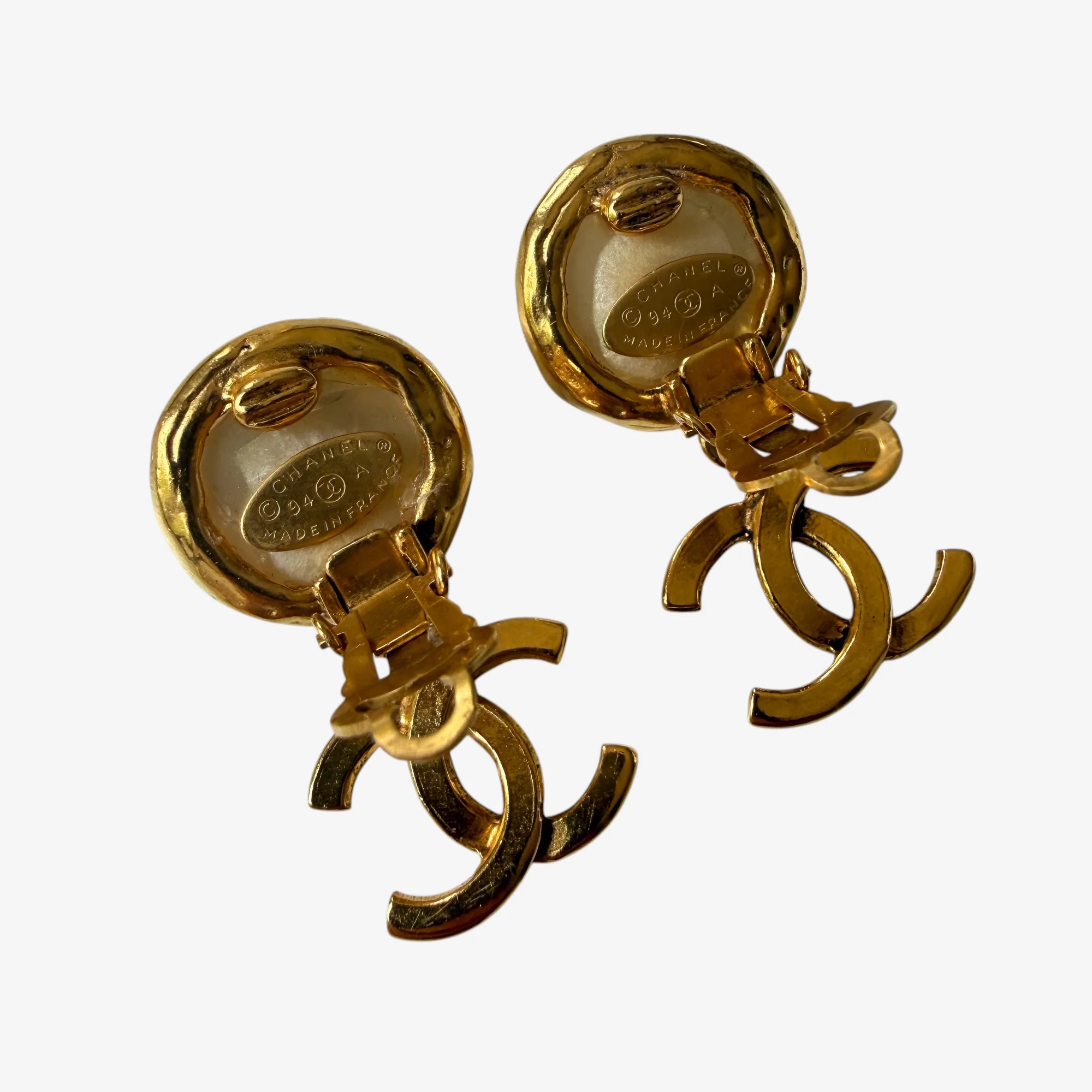 Chanel CC Pearl Dangle Earrings (1994) - Image 4